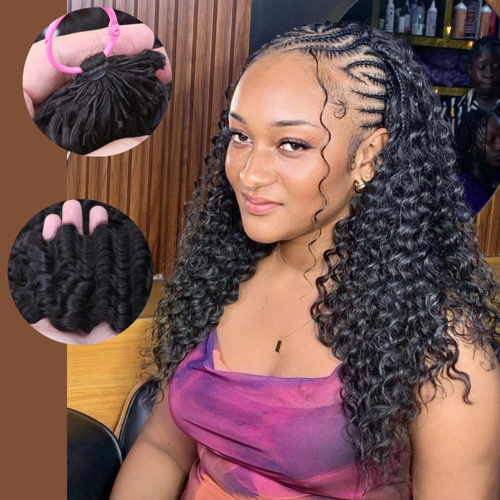Feather Hair Extension - شعر بشري مجدول بالكروشيه للنساء ذوات
