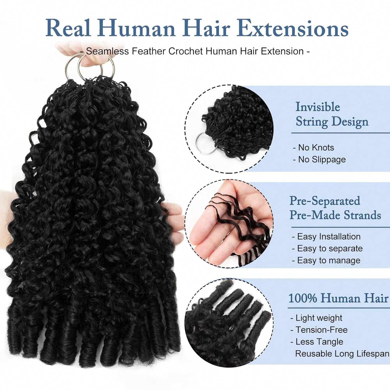 شعر بورمي مجعد مصنوع يدويًا، ش - مراجعة Feather Hair Extension وسعره