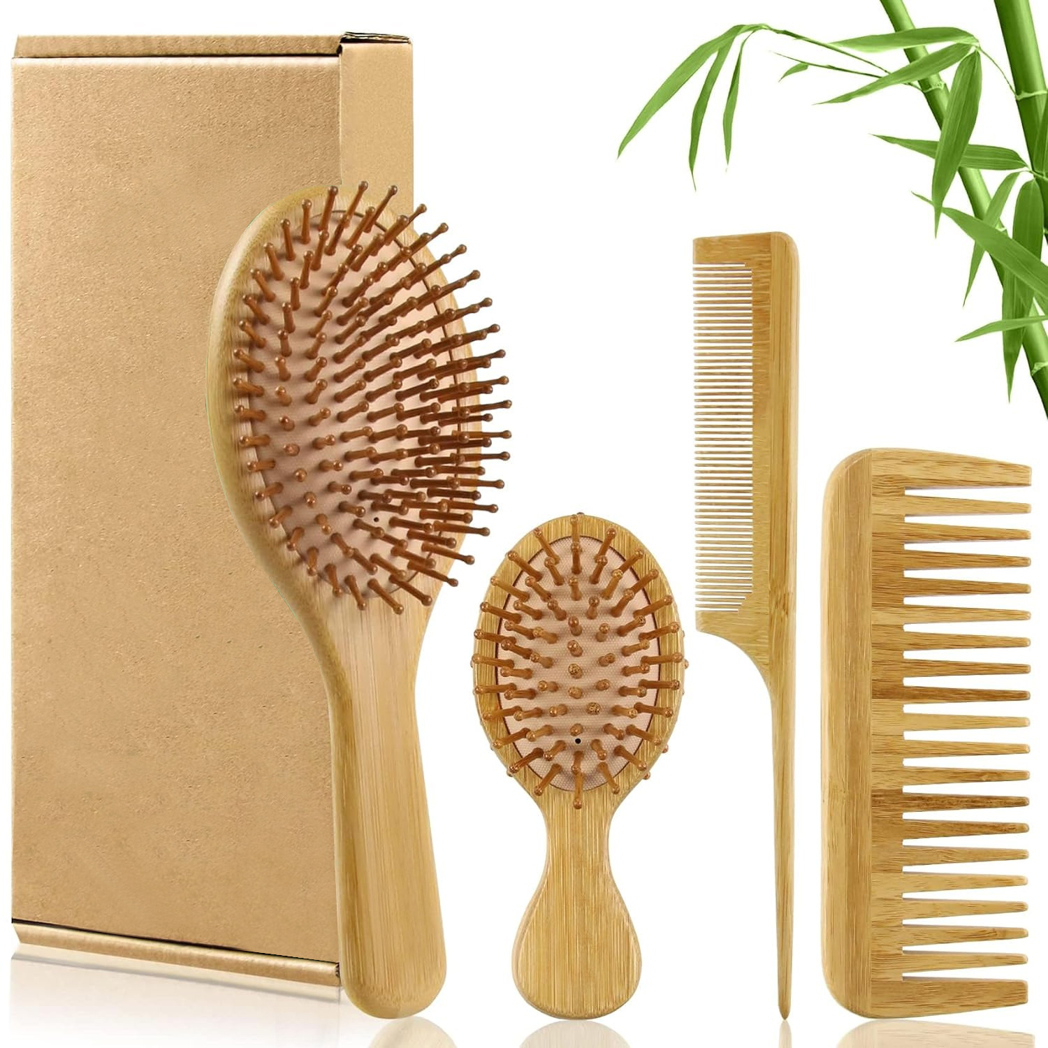 مجموعة فرشاة ومشط شعر من الخيز - مراجعة Bamboo Hair Brush وسعره